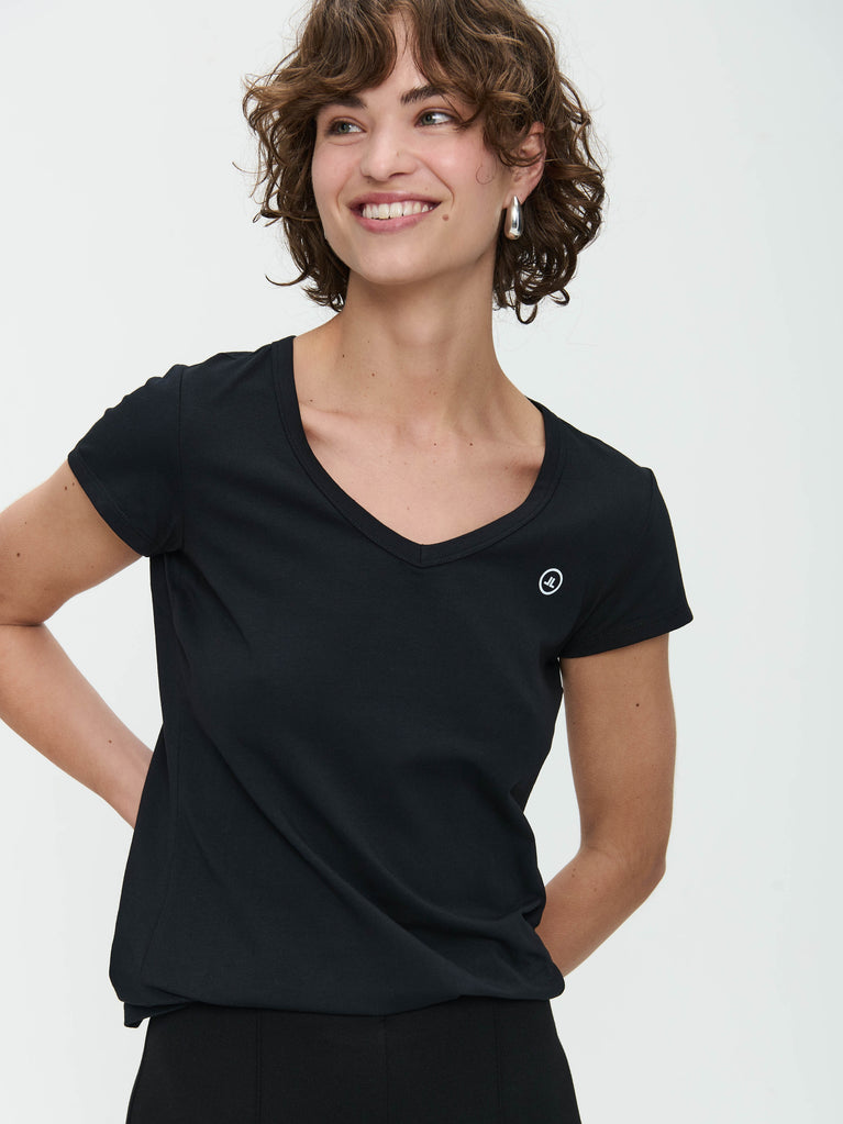 T shirt V Neck Easy Wear Organic Baumwolle | Black