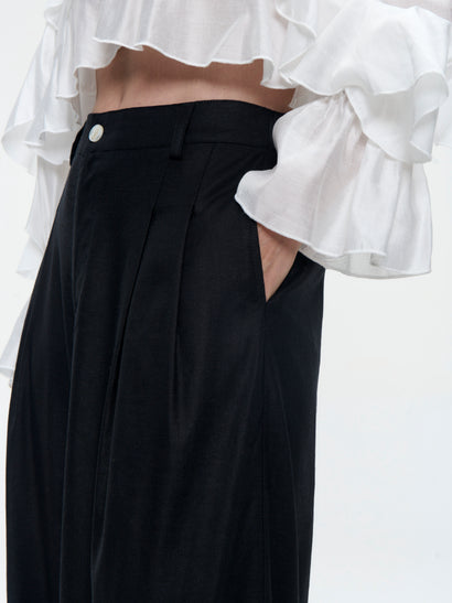 Takara linen mix pants | Black