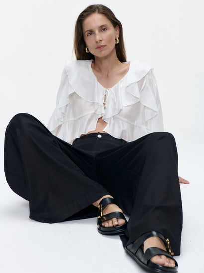 Takara linen mix pants | Black