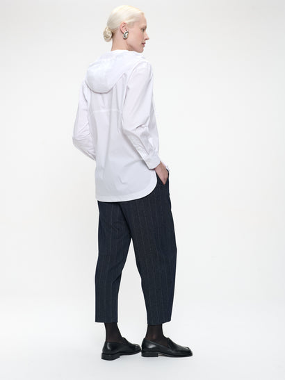 Stasi poplin hooded blouse | White