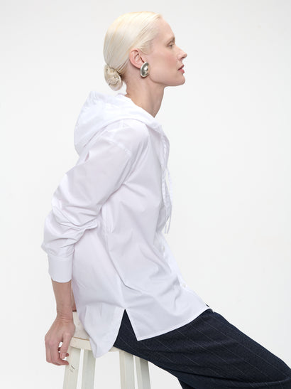Stasi poplin hooded blouse | White