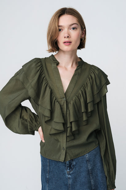 Beny viscose blouse | Legergroen