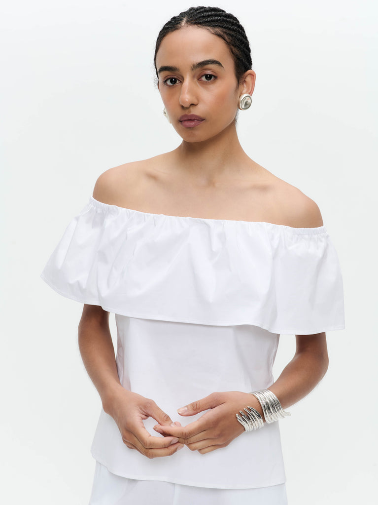 Diane cotton mix top | White
