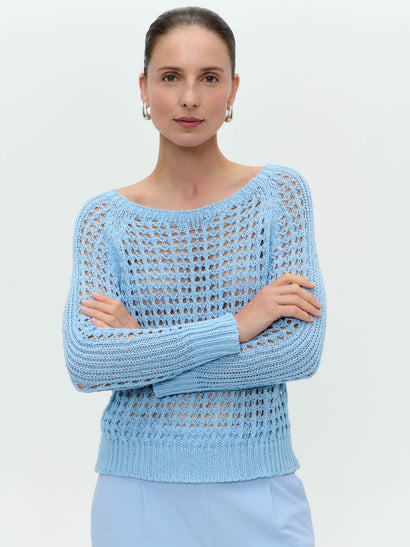 Sommer-Baumwollpullover 25041 | Blau