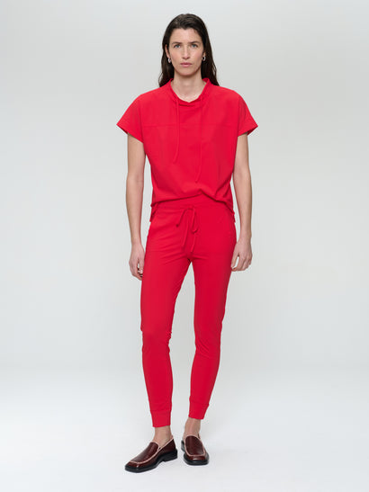 Lucca stretch technical jersey top | Red