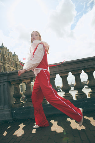 AntinyP structure tech jersey pants | Red