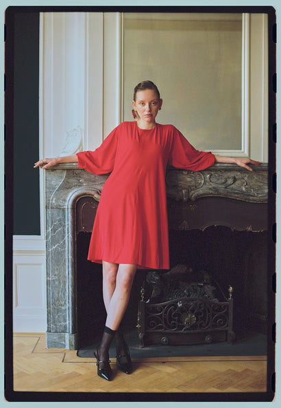 Lide-Kleid aus technischem Jersey | Rot