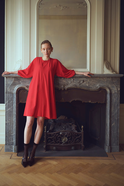Lide-Kleid aus technischem Jersey | Rot