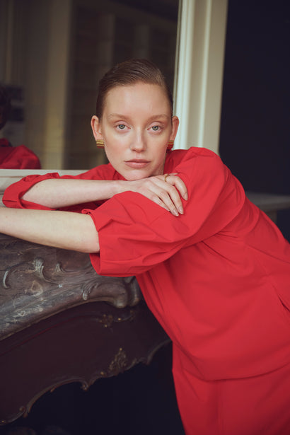 Lide-Kleid aus technischem Jersey | Rot