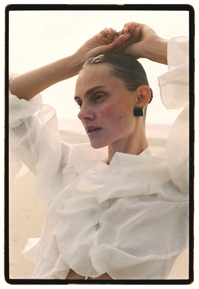 Saby ruffled viscose blouse | White