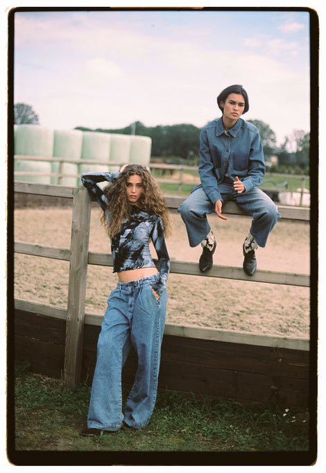 Western repair denim Hemd | Flu Blue