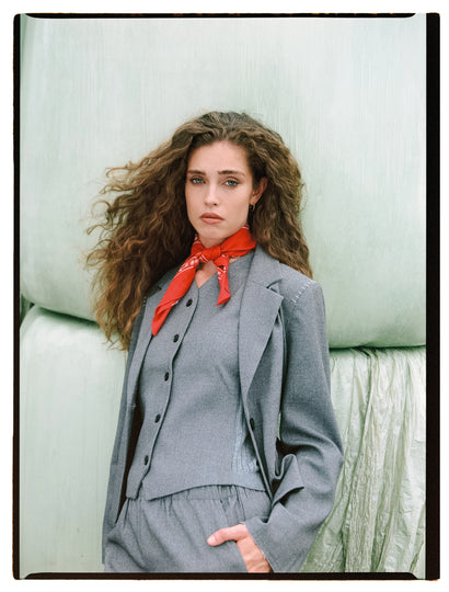 Blazer basic Eleni in viscosa | Grigio