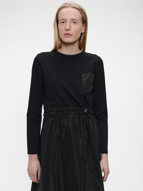Ester mix cotton taffeta dress | Black