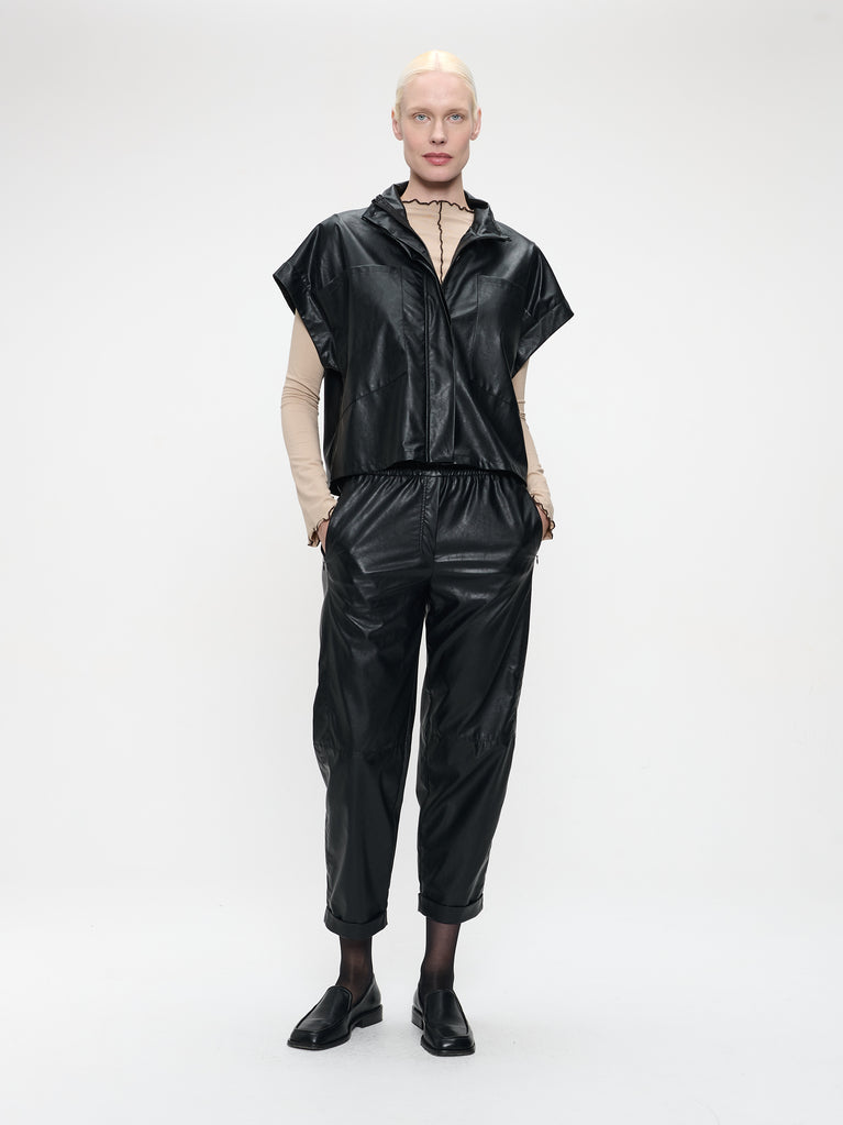Paola eco leather blouse | Black