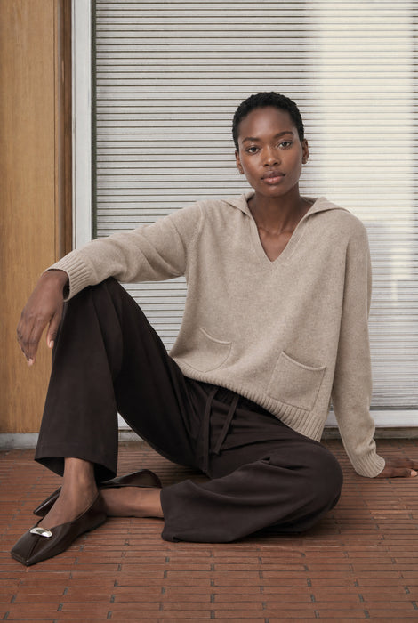 V-neck dyed Viskose pullover NB2310 | Camel