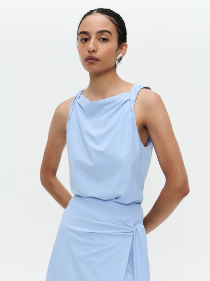 Marika stretch technical jersey top | Mid Blue