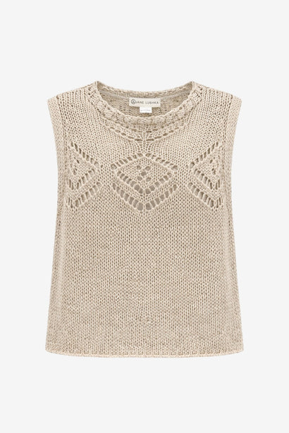 Sequined hole top 25052 | Beige
