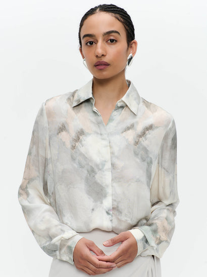 SisiN printed silk Viskose Bluse | Grey