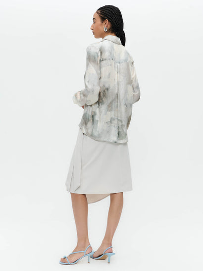 SisiN printed silk Viskose Bluse | Grey