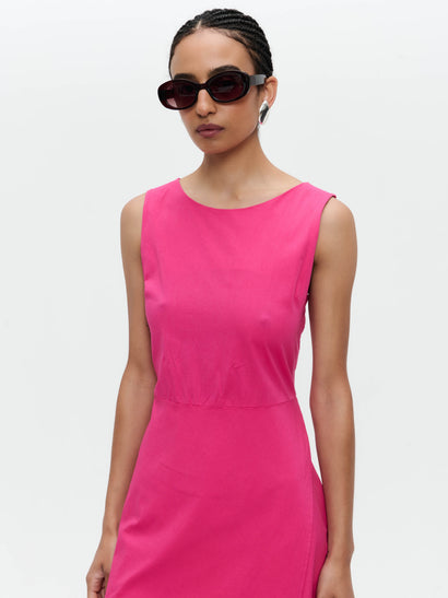 Cotton dress T549 | Fuxia