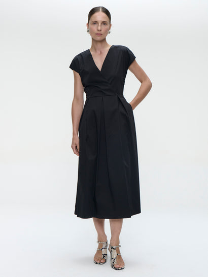 Langes Popeline-Kleid 2945 | Schwarz