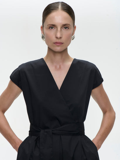 Langes Popeline-Kleid 2945 | Schwarz