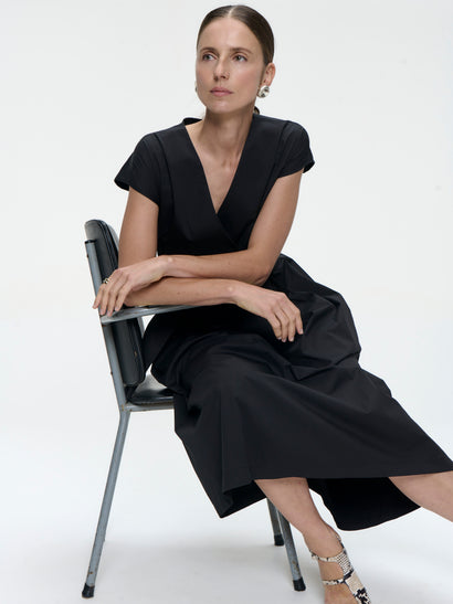 Langes Popeline-Kleid 2945 | Schwarz