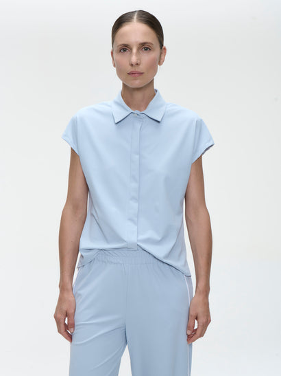 Wilma jerseyblouse met structuurtechniek | Lichtblauw