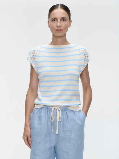 Top E26029 | Ecru Blau