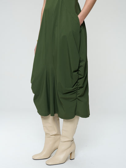 Ria WS stretch technical jersey dress | Oliva green