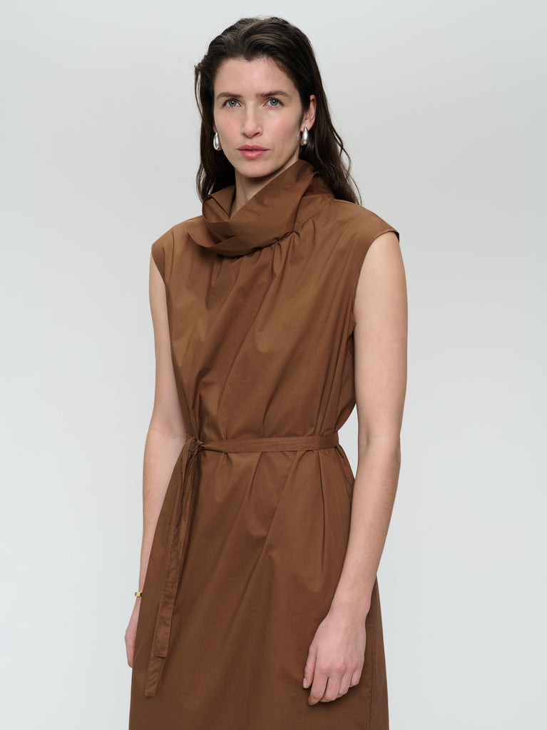 Kleid Popeline Baumwolle blend | Brown