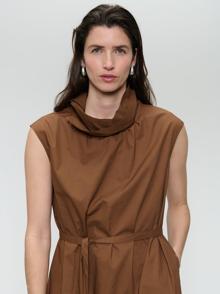 Kleid Popeline Baumwolle blend | Brown
