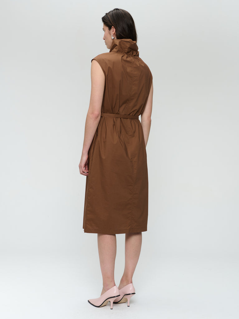 Kleid Popeline Baumwolle blend | Brown