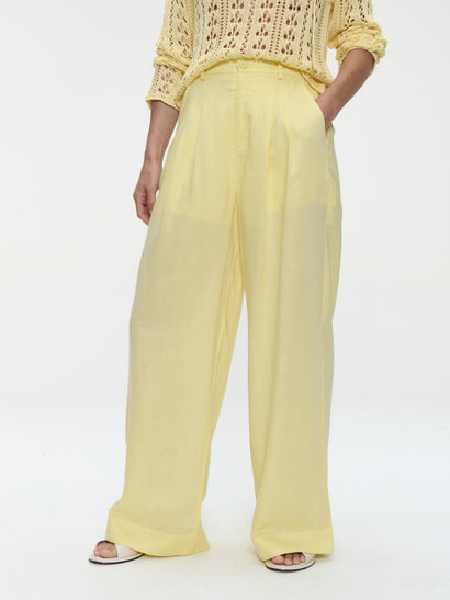 Hamako linnen mix pants | Yellow