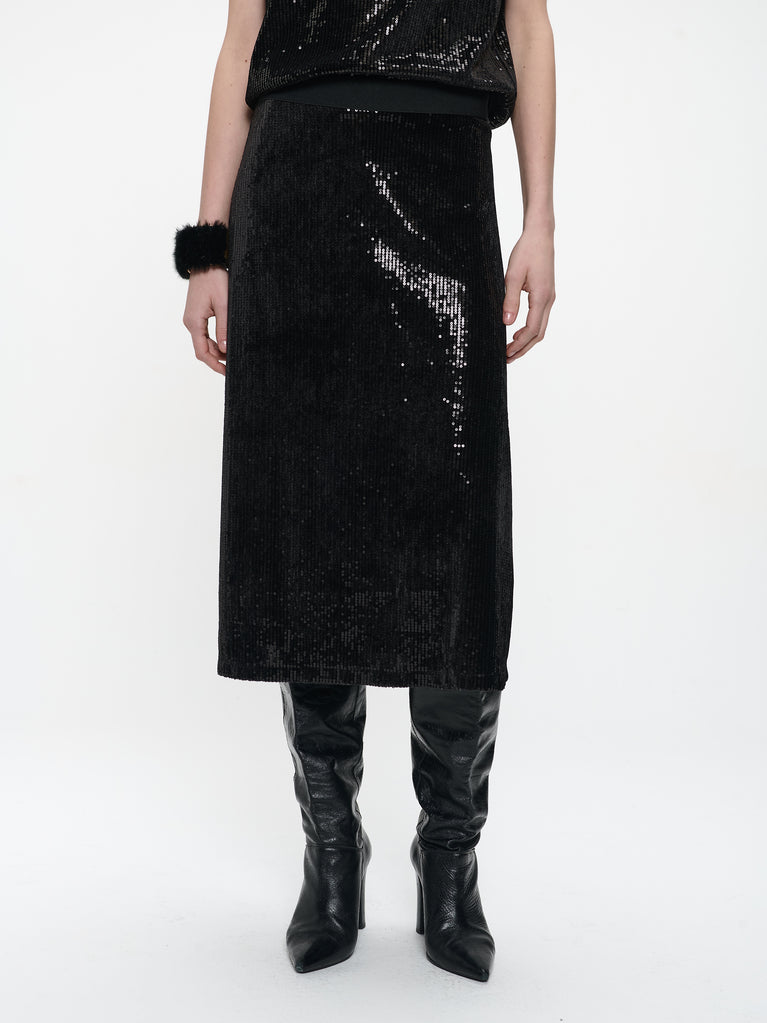 Pallina sequins skirt | Black