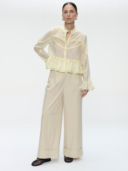 Netty bluse i bohemstil | Gul