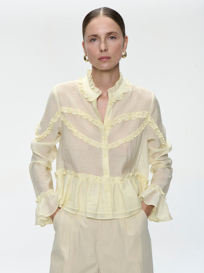 Netty bluse i bohemstil | Gul