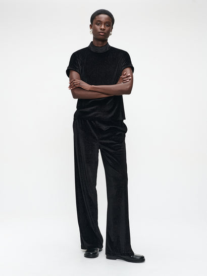 Rayan velvet top | Black shiny