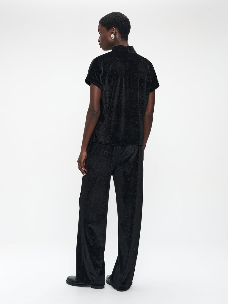 Rayan velvet top | Black shiny