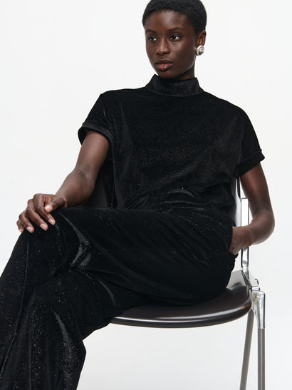 Rayan velvet top | Black shiny