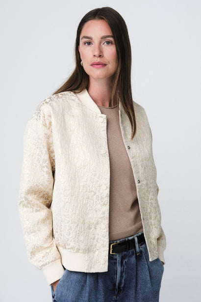 Maki jacquard bomberjack | Beige