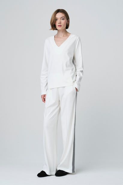 Pantalon Lucifero en jersey Punto Milano doux | Crème