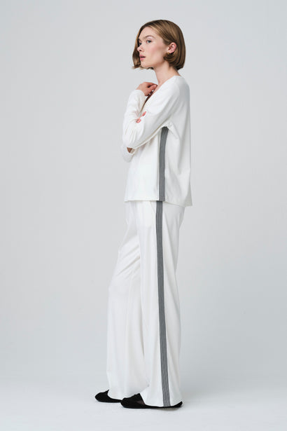 Pantalon Lucifero en jersey Punto Milano doux | Crème