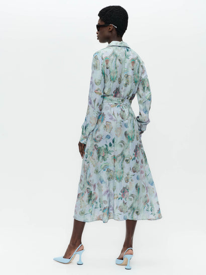 Rio print rayon viscose dress | Multi Blue