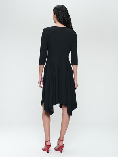 Caro LS technisches Jersey-Kleid mit Stretch-Anteil | Schwarz