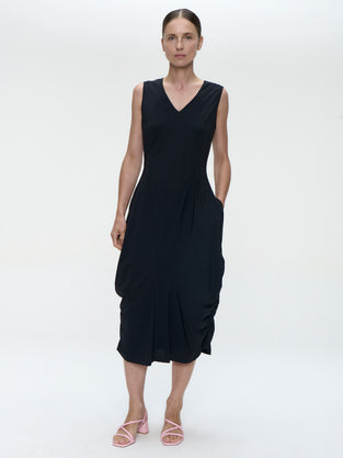 Ria WS stretch technical jersey dress | Black
