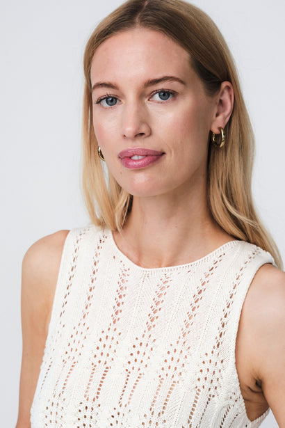 Strickweste mit Lochmuster E24082 | Ecru