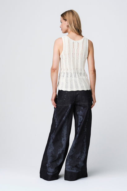 Strickweste mit Lochmuster E24082 | Ecru