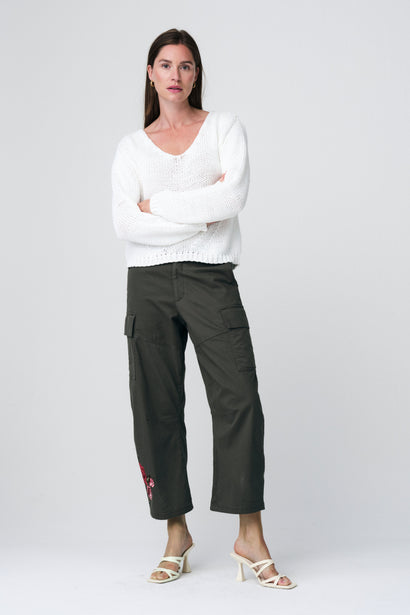 Maglione fantasia in cotone E20197S | Bianco sporco