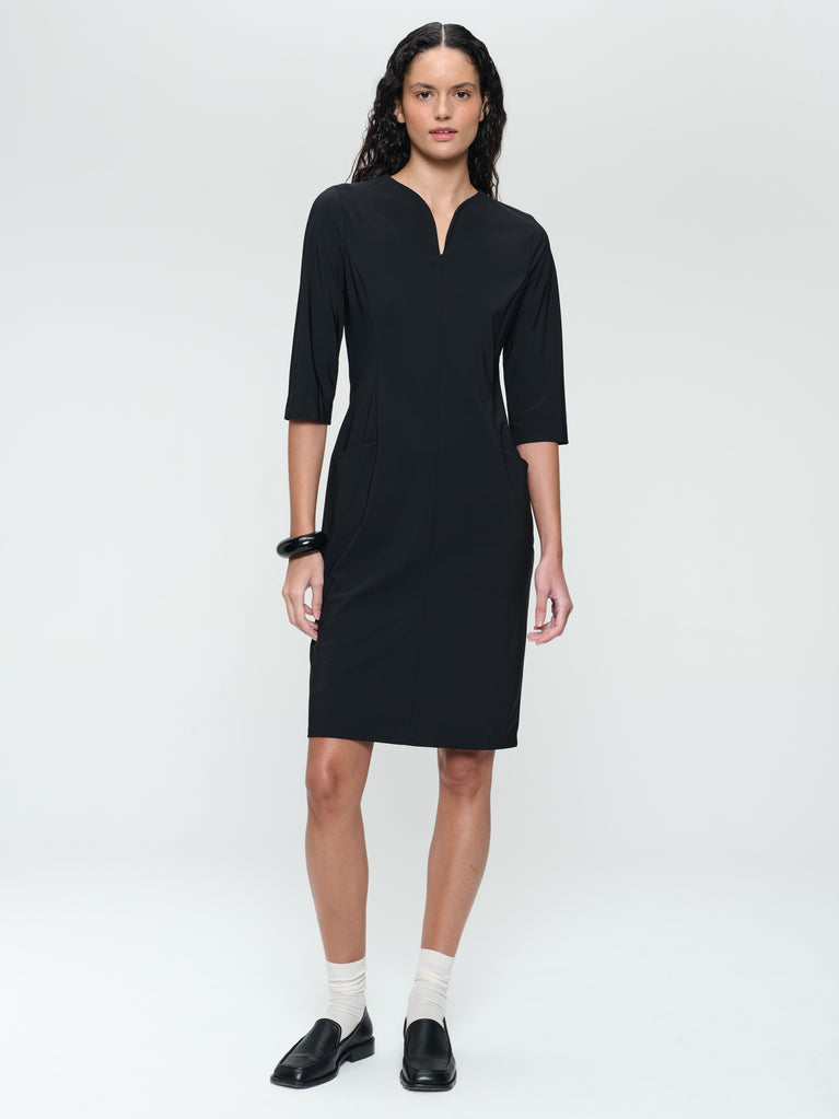 Martinas stretch technical jersey dress | Black